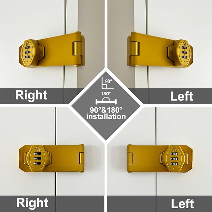 2Pcs Cabinet Password Rotary Hasp Locks,4 Inch Keyless Combination Lock for Cabinets,Gates,Doors,Closets and More (Gold)