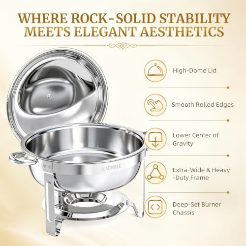 HEADMALL Chafing Dishes for Buffet 4 Pack, 6QT Gold Food Warmers for Parties Buffet Servers, Warming Trays for Wedding, Birthday Party or Holiday Celebration (4, Silver) - Image 2