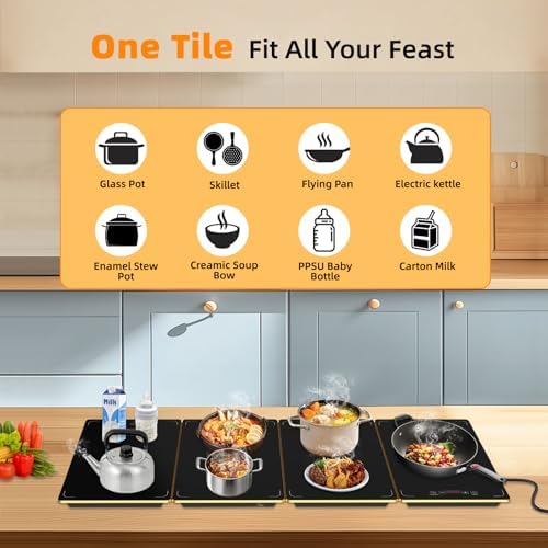 4-in-1 Detachable Electric Warming Tray, Expandable Buffet Server 33x15 Inch, 104-248°F with 24H Timer, Chafing Dishes & Food Warmers - Image 6