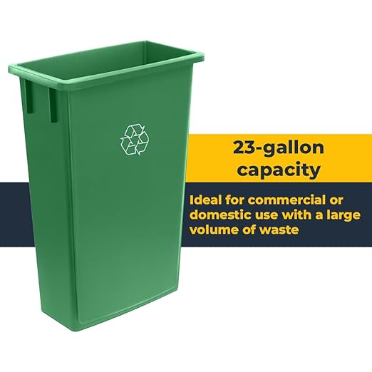 3 pack 23 Gallon Waste Bin with Swing Lid, Heavy-Duty Trash Can, Slim Rectangular Garbage Bin, Durable Waste Container, Recycling Bin, Plastic Wastebasket for Kitchen, Garage, Restaurants, Office