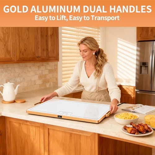 Warming Mat for Food,XL 24"x16",Tempered Glass Electric Warming Tray, White - Image 4