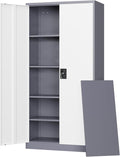 Letaya Metal Garage Storage Cabinets with Lock Door and Adjustable Shelves, Steel Tool Cabinets for Home,Office,Warehouse Organisieren (Gery White, 72" H)