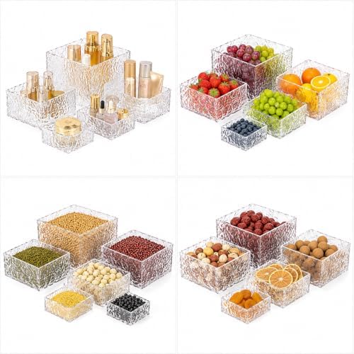 6 Pack Acrylic Buffet Risers with Mini Sign and Marker, Wave Texture Display Risers for Dessert Table, Food Display Stands for Parties, Weddings & Events, Clear Acrylic Cake Stand Set for Cupcakes, Appetizers & Decorations(8" 7" 6" 5" 4" 4" ") - Image 4