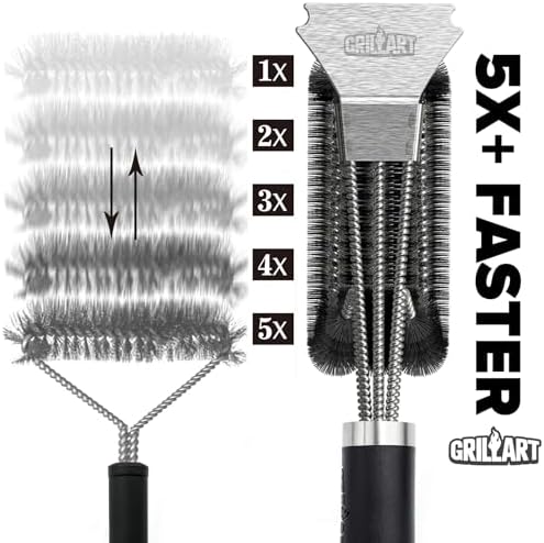 GRILLART Grill Brush and Scraper BBQ Brush for Grill, Safe 18" Stainless Steel Woven Wire 3 in 1 Bristles Grill Cleaning Brush, BR-4516 - Image 3