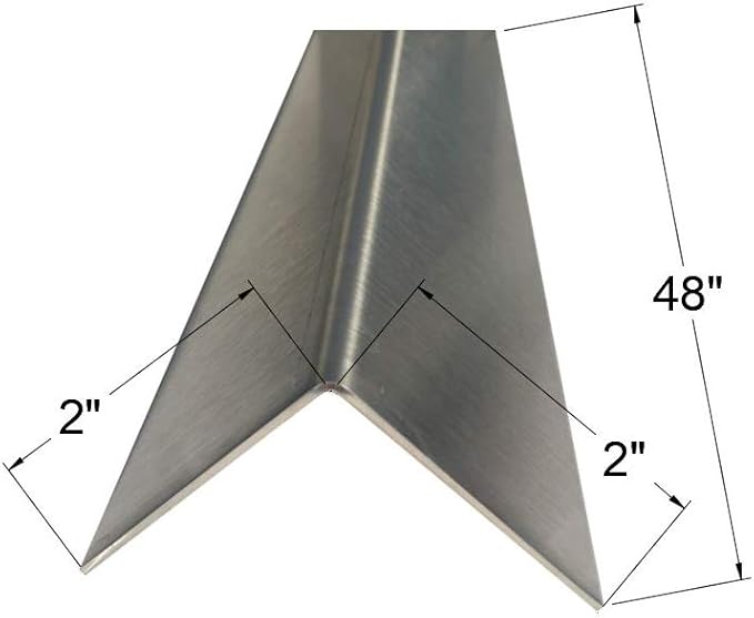 Brushed 304 Stainless Steel Corner Guards, 48" Wall Protectors, 20ga & 16ga, Available in 1/2" to 4", Multi-Pack Options (1, 2, 5, or 10) (10, 2 x 2, 16ga, No Hug Edges)