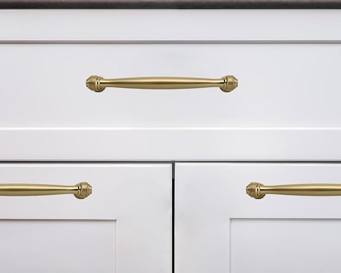 khtumeware 2 Pack 3-3/4 Inch(96mm) Brushed Brass Cabinet Pulls Satin Brass Kitchen Cabinet Handles Kitchen Cabinet Hardware for Cupboard Drawer Handles Dresser Pulls