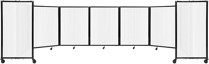 Versare Polycarbonate Room Divider 360 Portable Wall Partition | Freestanding Office Dividers | Locking Wheels | Privacy Screen Panels - 19'6" x 4' Opal Thermoplastic Polymer