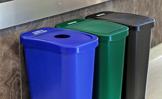 City Box 7 Gallon Waste Bin Trash Can with Lid for Residential, Offices, and Commercial Recycling - NYC Compliant - Black