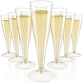 JOLLY CHEF Plastic Champagne Flutes 4.5 oz 100 Pack Gold Glitter Glasses by JOLLYCHEF