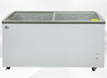 Chest Freezer Glass Door sliding Commercial Ice Cream Freezer 60" White Stand Alone Curve Display Top w Storage Baskets 17 Cu.FT sd551s