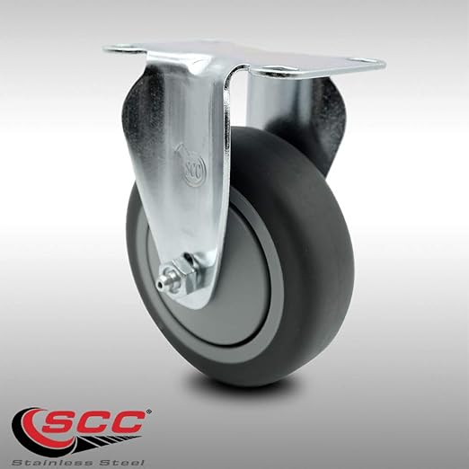 Service Caster Brand Replacement Caster for Uline Caster H-7447R - Stainless Steel Rigid Top Plate Caster with 5 Inch Thermoplastic Rubber Wheel - Fits Carts and Platform Trucks H-6826