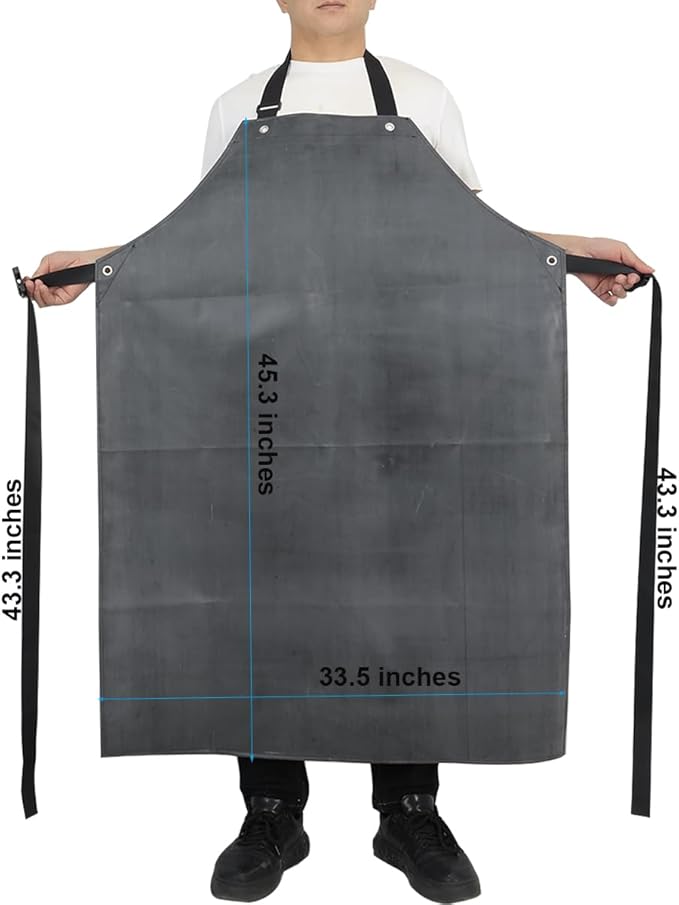 Thick Rubber Apron, Waterproof Apron Butcher Heavy Duty Chemical Resistant Adjustable Work Apron