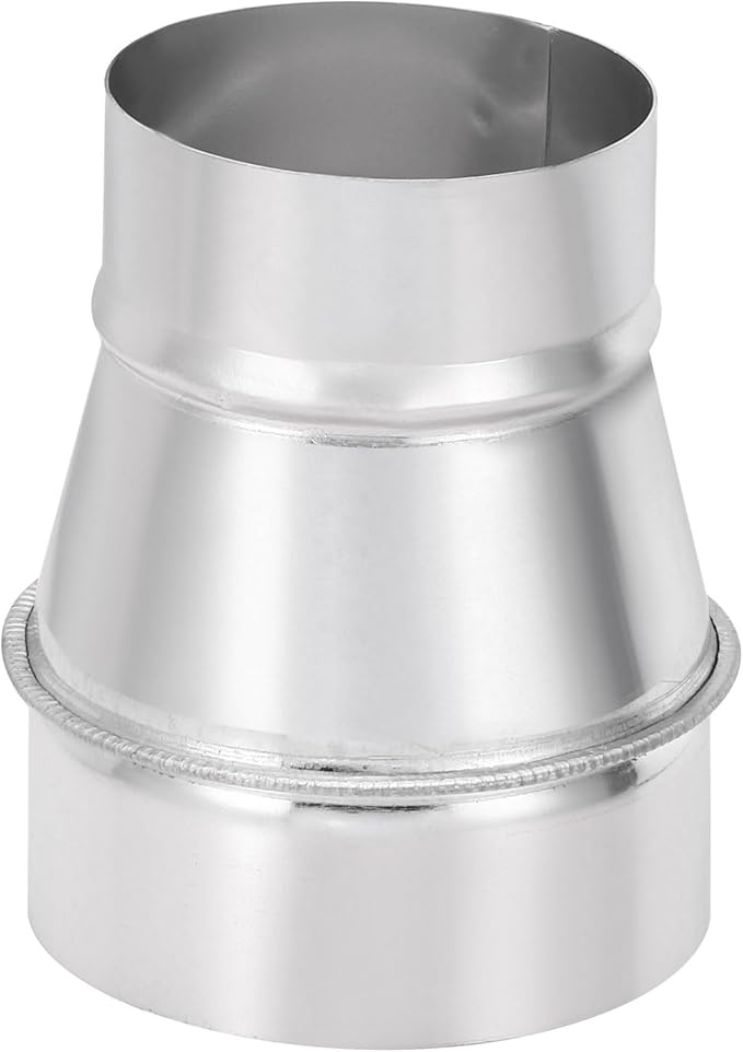 PATIKIL 4 Inch to 3 Inch Round Duct Reducer Increaser Connector, Galvanized Steel Air Duct Adapter Pipe Fitting for Bathroom Kitchen Inline Ventilation Systems, Silver Tone