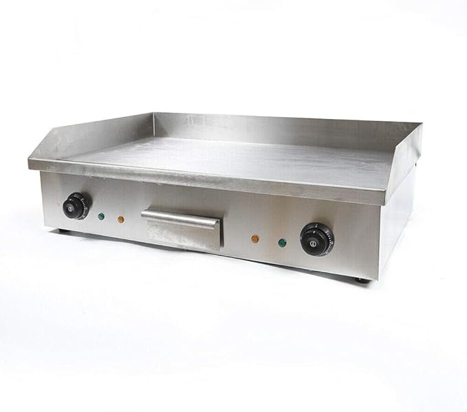 Commercial Electric Griddle, 3000W Countertop Flat Top Grill Dual Control Heavy Duty Stainless Steel Teppanyaki Griddle with Adjustable Temp Control 122°F-572°F 28.6"x15.7"(NO PLUG)