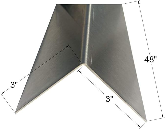 Brushed 304 Stainless Steel Corner Guards, 48" Wall Protectors, 20ga & 16ga, Available in 1/2" to 4", Multi-Pack Options (1, 2, 5, or 10) (1, 3 x 3, 16ga, No Hug Edges)
