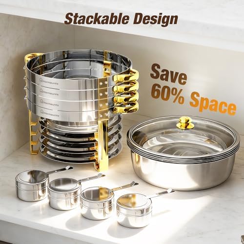 6.5QT Chafing Dishes for Buffet, 2 Pack Round Gold Buffet Display Set - Image 4