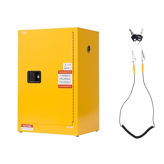 VEVOR Flammable Cabinet 18" x 24" x 65", 13 Gallon Flammable Storage Cabinet with Adjustable Shelf, Cold-Rolled and Galvanized Steel Fire Cabinets, for Commercial Industrial Home Use, Yellow