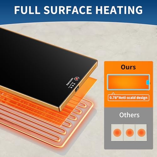 Warming Trays for Buffets Party, 47"x12", Tempered Glass Food Warmer, Black - Image 5