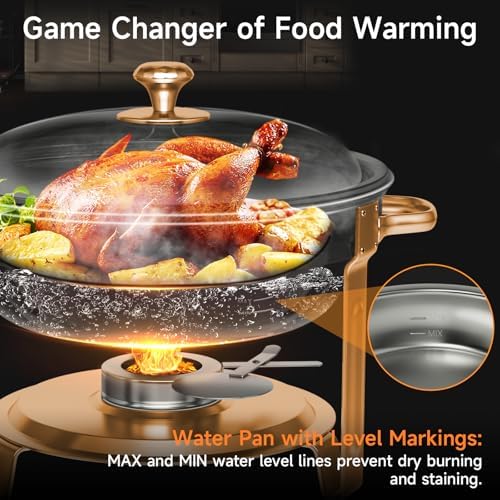 Chafing Dishes for Buffet, 4 Pack 5QT Round Stainless Steel Chafing Dish Set for Home Parties, Christmas Gatherings, Catering Events Complete Buffet Warmer Set (Rose Gold 4) - Image 3