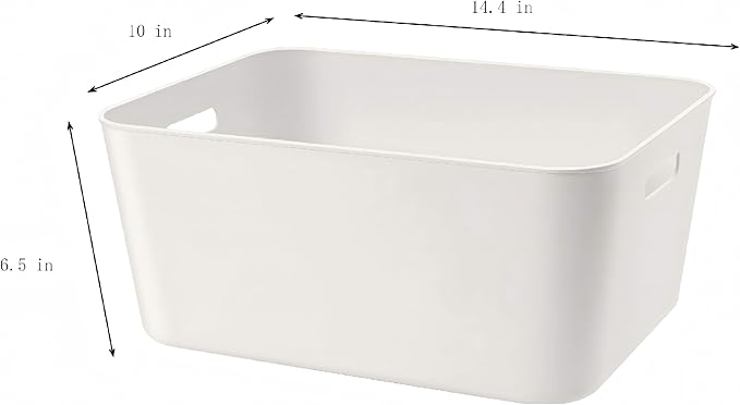 Set Of 2 Plastic Storage Bins,14.5x10.2x6.3 Versatile Kitchen Pantry Organization and Storage,for Plastic Storage Container Under Bed,Under Sink Bathroom Organizer (White, 2 Pack Large)
