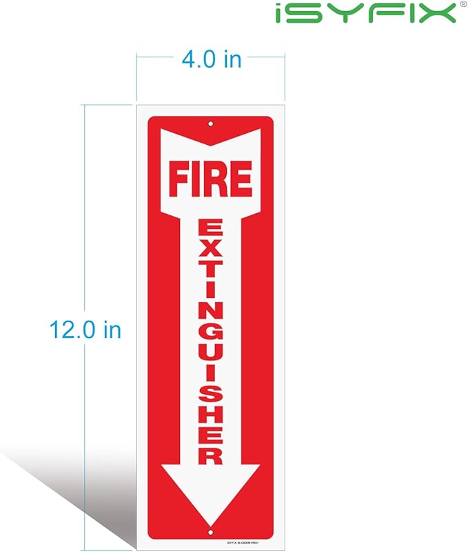 iSYFIX Fire Extinguisher Reflective Signs – 3 Pack 4x12 Inch – 40 mil Thick Polystyrene Plastic, Laminated for Ultimate UV, Weather, Scratch, Water & Fade Resistance, Indoor & Outdoor