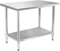 STABLEINK NSF Stainless Steel Prep Table, 30 x 48 Inches 4ft Metal Workbench with Adjustable Lower Undershelf, for Commercial Kitchen, Restaurant, Hotel, Laundry and Garage
