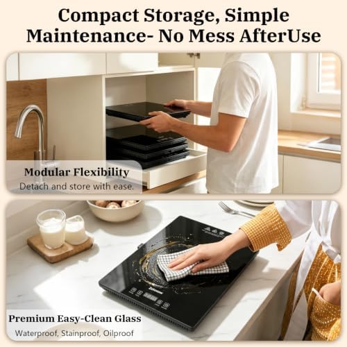 4-in-1 Electric Warming Tray with Independent Zone Control, 47.2"x15.7" Extra Large 4MM Tempered Glass Food Warmer, 9 Temp Settings 86-248°F & Timer, Modular Hot Plate for Buffet, Catering & Parties - Image 7