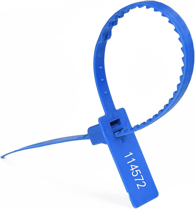Heavy Duty Plastic Security Seal - Self Locking, Tamper Evident, Truck Trailer Seals (337 mm, Blue, 100 PCS)