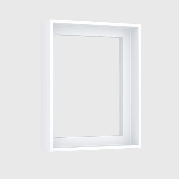 ART Canvas Floater Frame Fits 1”–1.25”Deep Gallery-Wrapped Canvas, Wood-Look Floater Frames for Finished Stretched Canvas Prints, Wall Oil Paintings Artwork for Home Bedroom (White, 10" x 10")