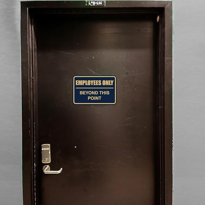All Quality Classic Framed Employees Only Beyond This Point Wall or Door Sign | Easy to Install Business Signage - Large (Walnut) 1 Pack