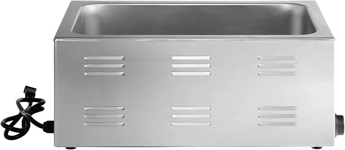 Kratos Commercial Electric Countertop Food Warmer with Two Half Size Hotel Pans and Slotted Lids, 120V, 1200 Watts, Stainless Steel Portable Food Warmer with Pans