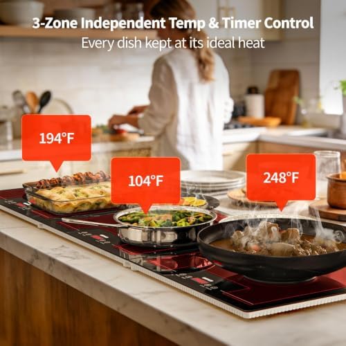 ODSD Food Warmers for Parties Buffet, 47"x15" Extra-Long Food Warming Tray - Image 2