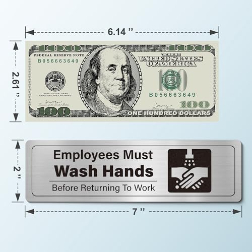 4 Pack Employees Must Wash Hands Sign-Wash Your Hands Sign Bathroom Decor,Handwashing Signs for Restaurant Commercial Kitchen Self-Adhesive, Brushed Aluminum，Round Icon - Image 2