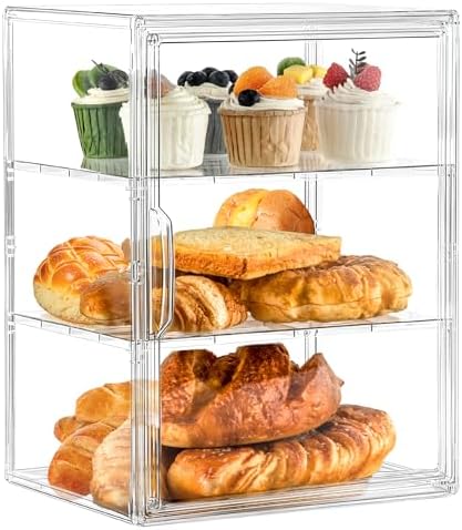 Bakery Display Case, 3 Layer Clear Acrylic Pastry Display Case, 1 Pack by SANKEUHomeStorage