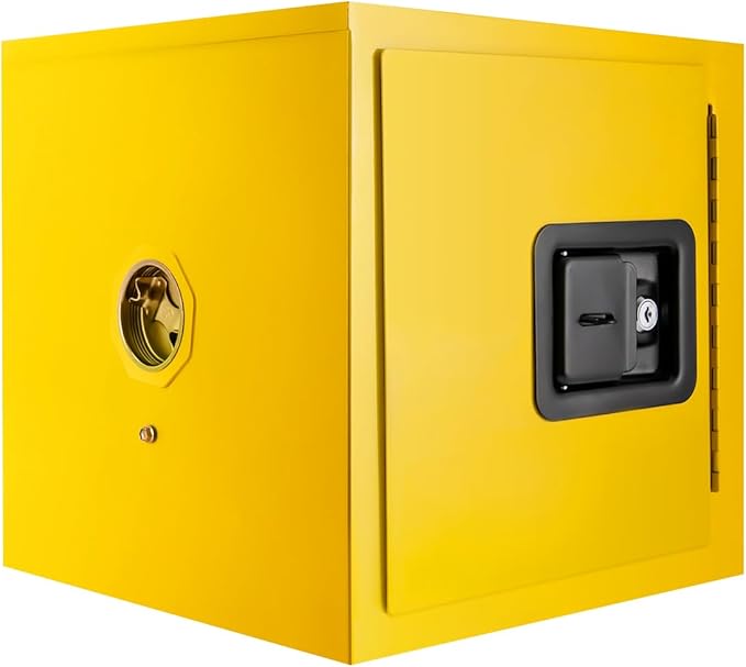 13 Inch 2 Gallon Hazardous Materials Storage Cabinet, Manual Flammable Countertop Safety Storage Cabinet Leak-Proof Welded Fireproof Box Flammable Liquid Storage Box for Commercial Industrial and Home