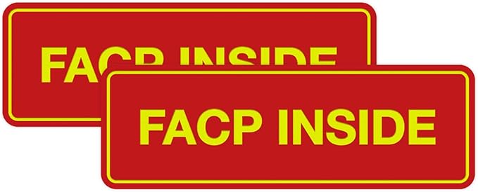 Signs ByLITA Standard FACP Inside Sign | Fire Safety Signage (Red/Yellow) - Medium 2 Pack