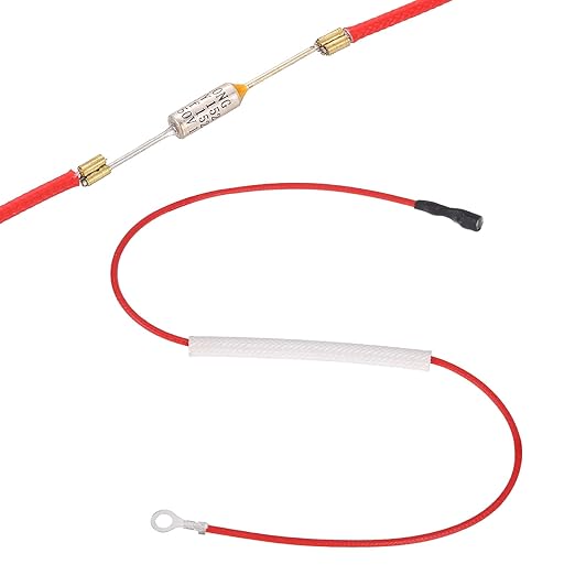MECCANIXITY Universal Rice Cooker Temperature Fuse, 152°C 10A 250V Metal Thermal Fuse with Terminal and Ring Terminal Fiberglass Sleeving for Electric Pressure Cooker Repair Part