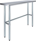 AmGood Stainless Steel Work Table Open Base | NSF Kitchen Island Food Prep | Laundry Garage Utility Bench (48" Long X 14" Deep)
