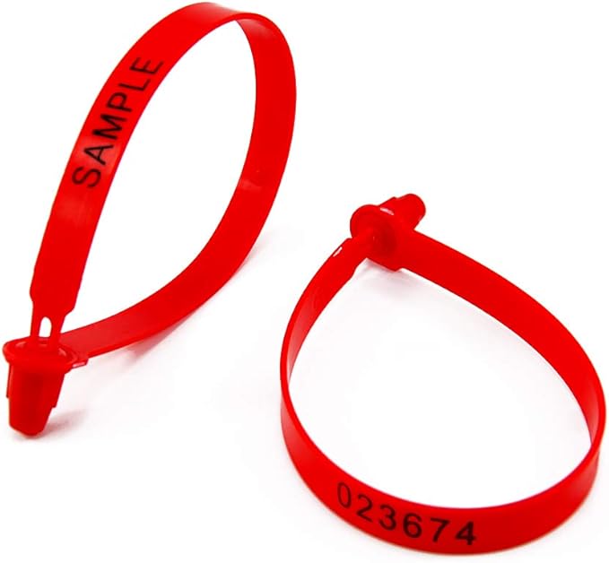 1000 Plastic Security Seals - Numbered Tamper Seals for Trucks, Trailers, Containers (Red)