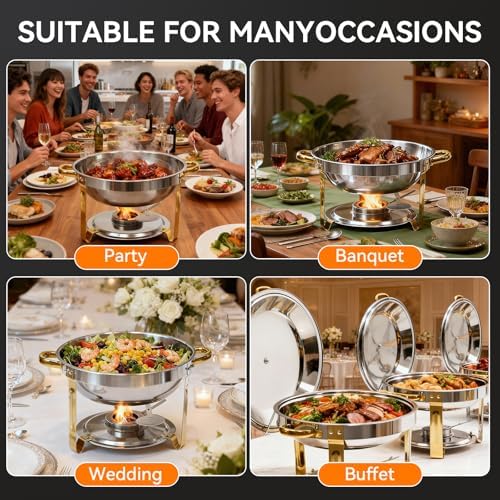 6QT Round Chafing Dishes for Buffet -4 Pack Food Warmers for Parties - Image 6