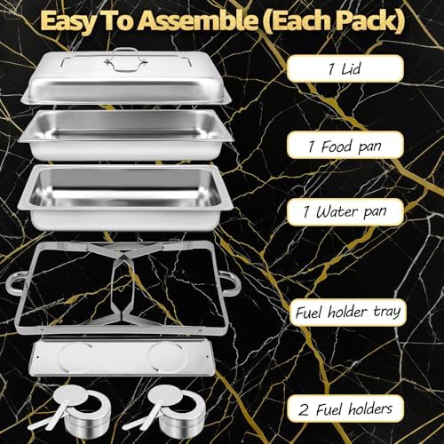 9Qt Chafing Dishes for Buffet, Roll Edge Designed Chafing Dish Buffet Set - Image 3