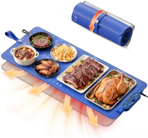 Warming Mat for Food， Extra Large 37"x15", 7 Heat Levels, 8 Hour Timer by FJAU