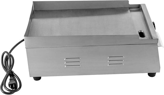 Commercial Electric Griddle 110V 1300W Electric Flat Top Griddle Non-Stick Teppanyaki Grill, 21'' x 12'' Cooking Plate, Stainless Steel Restaurant Electric Countertop Griddle Tabletop Grill