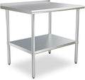 STABLEINK NSF Stainless Steel Prep Table 36x30 inches 3ft, Metal Work Table with Adjustable Undershelf and backsplash, for Commercial Kitchen, Restaurant, Home, Hotel and Garage