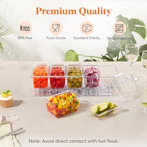 Lifewit Chilled Condiment Caddy with Spoons, Tongs & Scoop, Garnish Tray - Image 3
