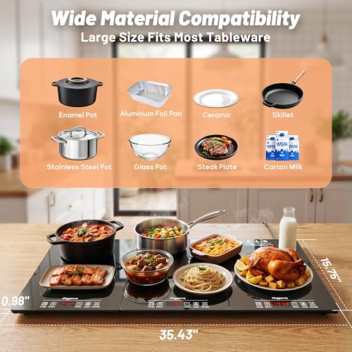 Chezerra Electric Warming Tray, 3-in-1 Food Warmer for Buffets Party, Black - Image 6