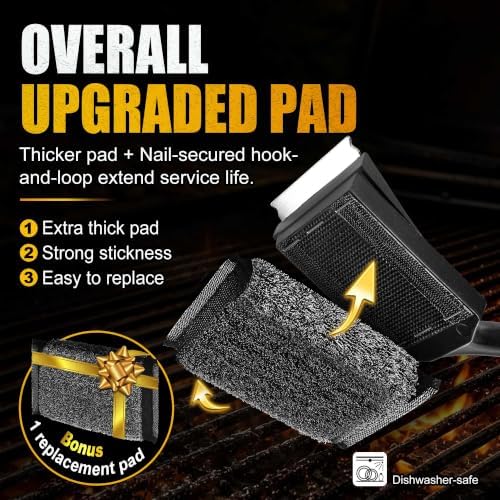 GRILLART Grill Brush Bristle Free, SteamWizards [Safe & Efficient] Grill Cleaner Brush for All Grill Grates, Replaceable Pad BBQ Grill Brush for Outdoor Grill, Grill Accessories, Gifts for Men/Dad - Image 4