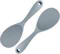2PCS 8.8 Inch Silicone Rice Paddle Spoon, Gray Non Stick Rice Spatula, Heat Resistant Rice Cooker Spoon for Rice, Salads, Mashed Potato