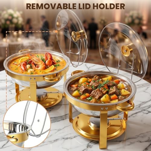 POWERFUEL 7QT Stainless Steel Chafing Dishes for Buffet with Serving Tongs - Image 7