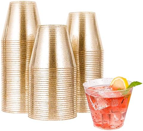 JOLLY CHEF 100 Pack 9 oz Gold Glitter Party & Wedding Cups by JOLLYCHEF